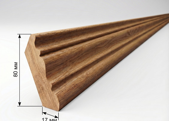 Плинтус широкий классический дубовый 80×17×3000 мм (сорт Экстра)
