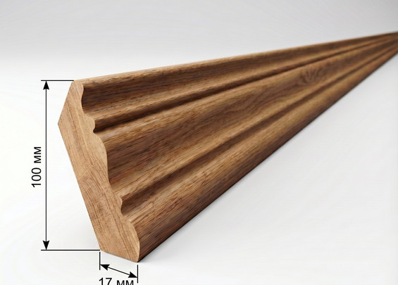 Плинтус классический широкий дубовый 100×17×3000 мм (сорт Экстра)