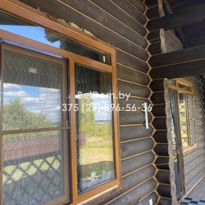 Теплы шов для деревянного дома из оцилиндрованного бревна Хойники