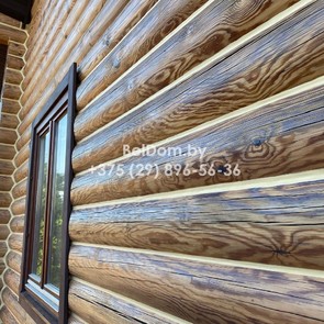 Отделка деревянного дома из оцилиндрованного бревна и теплый шов под ключ Ельск