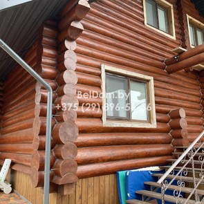 Шлифовка деревянного дома, покраска, теплый шов Буда-Кошелево