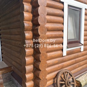 Отделка деревянного дома из оцилиндрованного бревна и теплый шов под ключ Горки