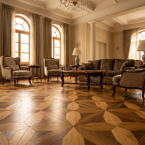 Шлифовка паркета ромбы (шереметьевская звезда) в классическом интерьере