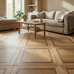 Шлифовка паркета с фризом по периметру комнаты