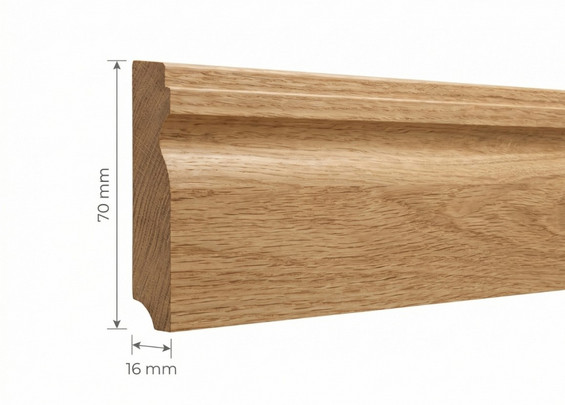 Плинтус фигурный деревянный дубовый 70х16х3000 мм (сорт Экста)