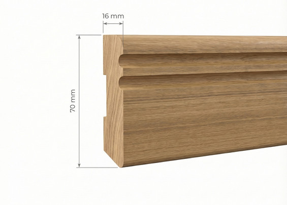 Плинтус Пл-1-1 массив дуб 70х16х3000 мм (сорт Экста)