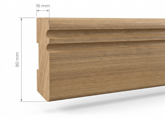 Плинтус Пл-1-1 массив дуб 80х16х3000 мм (сорт Экста)