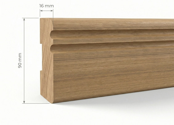 Плинтус Пл-1-1 массив дуб 90х16х3000 мм (сорт Экста)