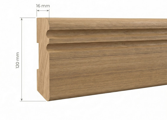 Плинтус Пл-1-1 массив дуб 120х16х3000 мм (сорт Экста)