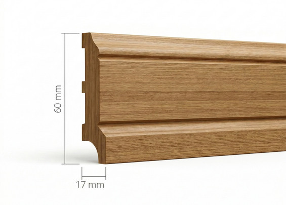 Плинтус ПЛ-102 дуб массив 60×17×3000 мм (сорт Экстра)