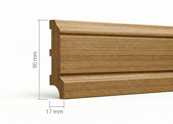 Плинтус ПЛ-102 дуб массив 90×17×3000 мм (сорт Экстра)