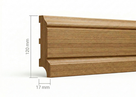 Плинтус ПЛ-102 дуб массив 120×17×3000 мм (сорт Экстра)