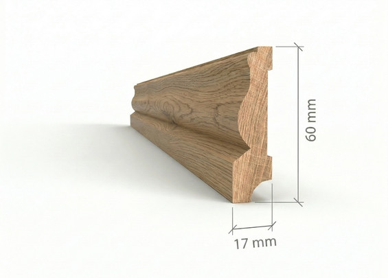 Плинтус Крокодил дуб массив 60×17×3000 мм (сорт Экстра)