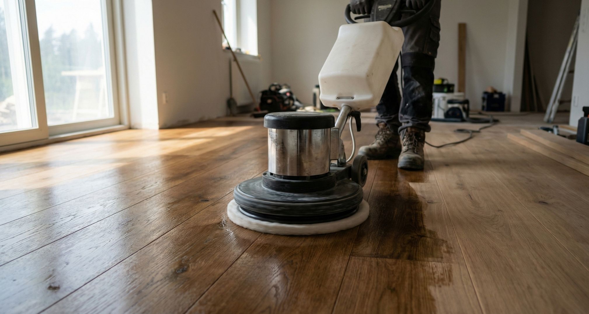 Машинное втирание масла в пол