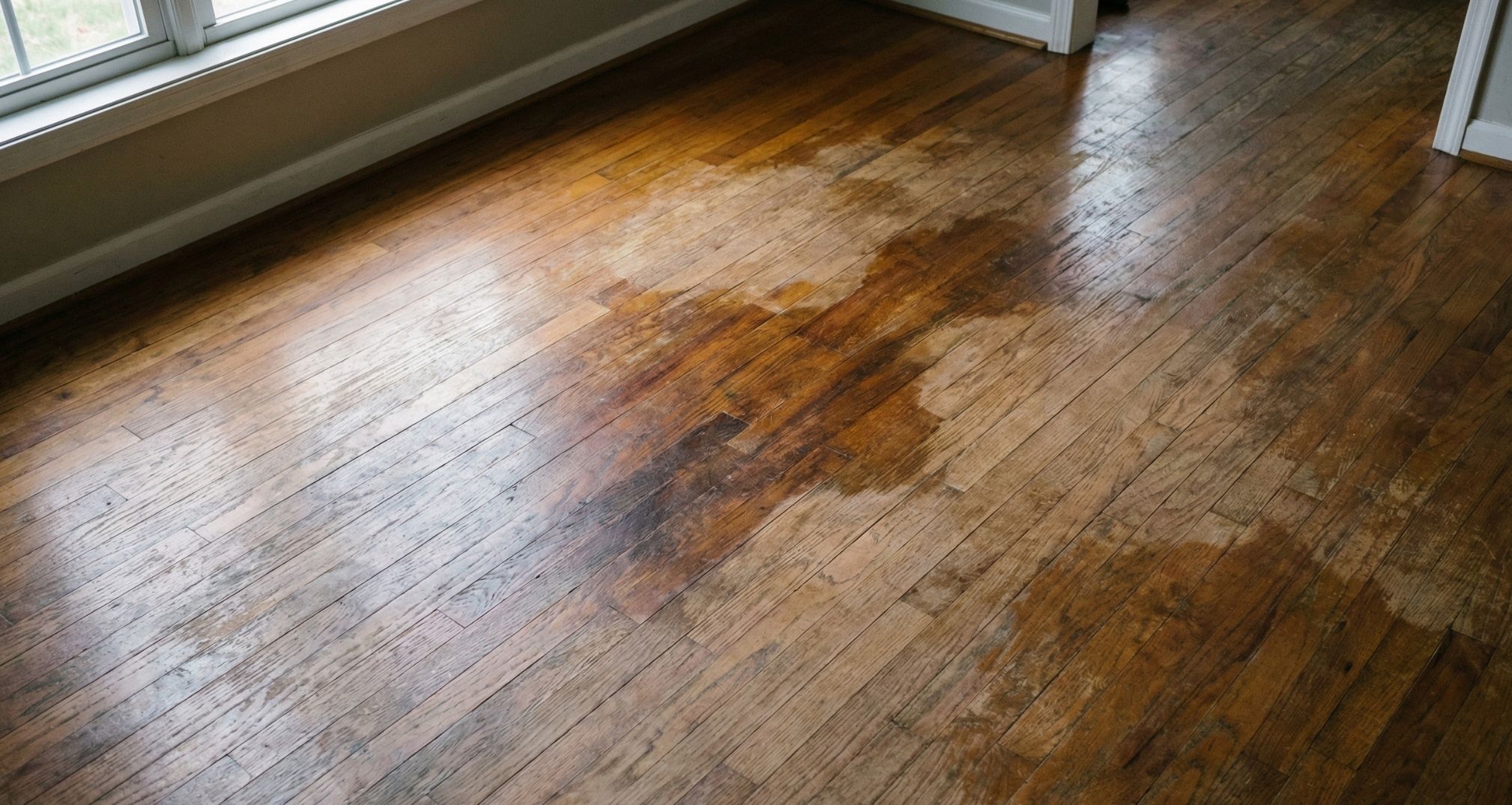 Неравномерный цвет деревянного пола