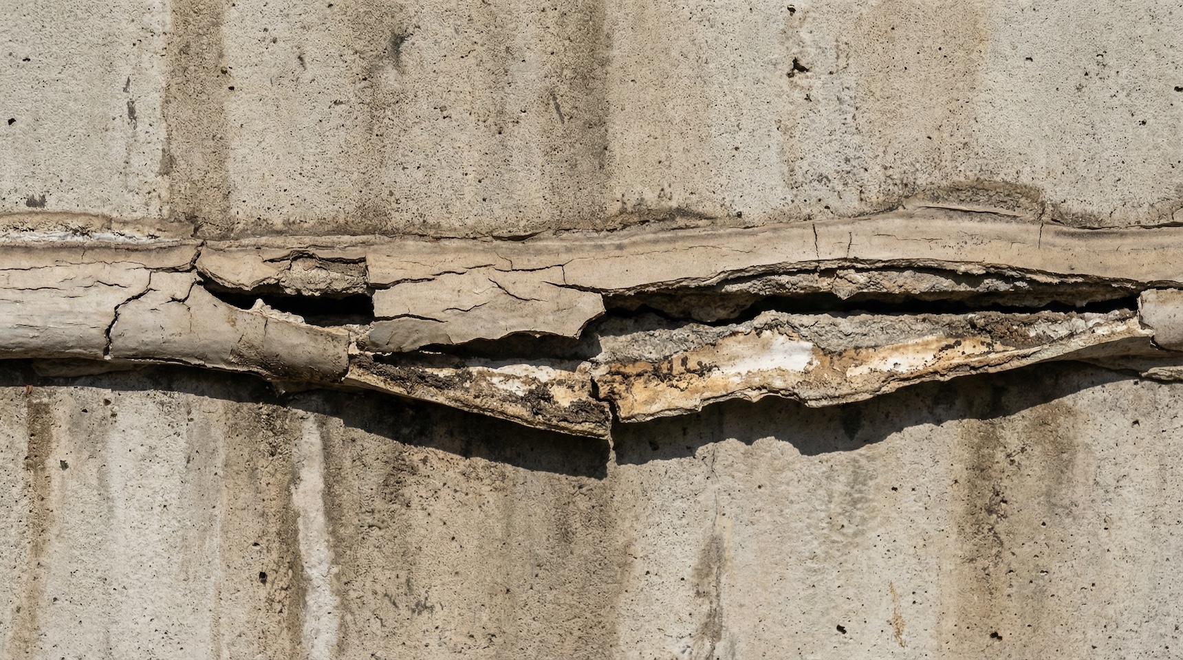 Трещина герметика крупным планом